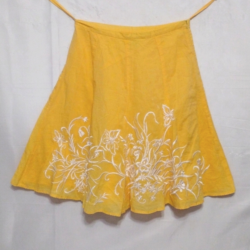Lillie Rubin Floral Embroidered Cotton A-Line Skirt Size 4 Romantic Cottagecore - Picture 5 of 13